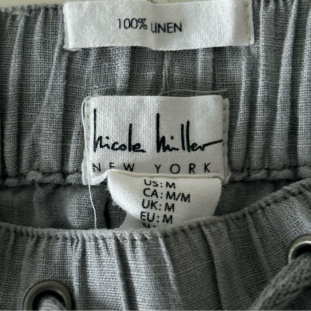 Nicole Miller Linen Trousers Pants Gray Women Size M - Picture 6 of 8